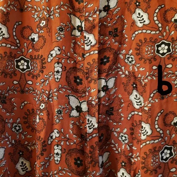 Randi Long-Sleeve Floral Silk Women's Shirtdress, Henna/Black/White Size: 8 - Picture 4 of 8